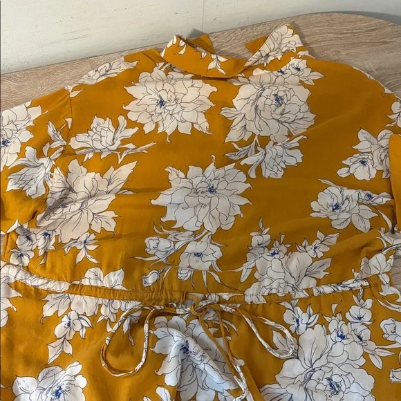 Free People Mustard Floral Mini Dress maanfacturer flaw - Picture 15 of 16